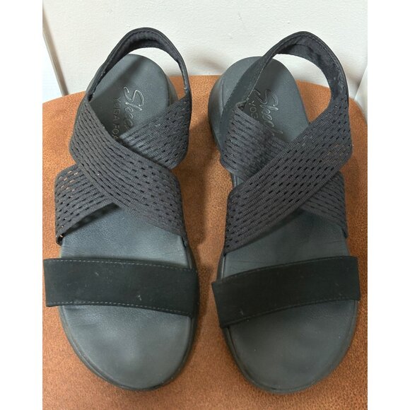 SKECHERS YOGA FOAM WOMENS SLINGBACK SLIP ON BLACK SANDALS SIZE 10 COMFORT LIGHT - Picture 3 of 8